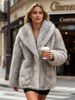 Plus Size Women'S Winter Coat - Elegant Fur-Lined Round Neck Jacket, Solid Color Warm Outerwear For Fall Winter,_voghion.com