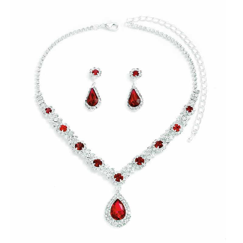 Fashion New Jewelry High Grade Crystal Women's Droplet Necklace Earrings_voghion.com