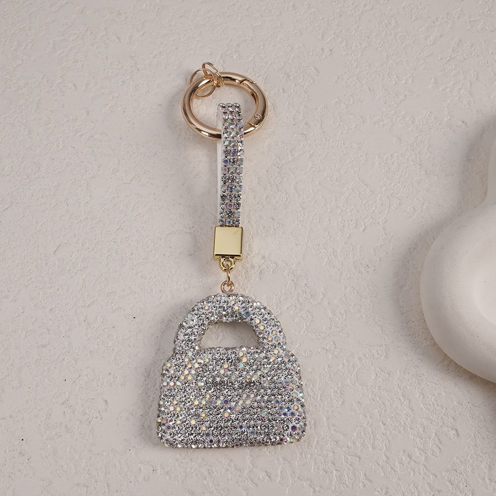 Portachiavi per auto con borsa carina tempestata di diamanti in argilla, ciondolo ornamentale alla moda in 4 colori_voghion.com