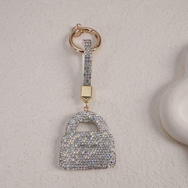 Portachiavi per auto con borsa carina tempestata di diamanti in argilla, ciondolo ornamentale alla moda in 4 colori_voghion.com