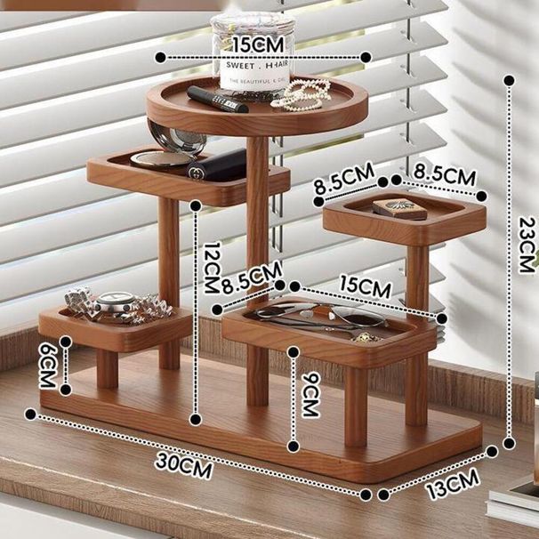Entryway Storage Key Holder Ornament Solid Wood Hanging Desktop Tray Decorative Glasses Watch Display Rack_voghion.com