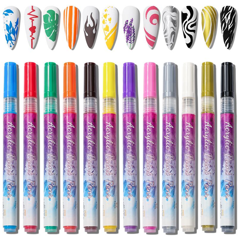 12PCS Nail Art Drawing Pen Graffiti Nail Acrylic Pen Waterproof Painting Liner 3D Abstract Line Nail Art Beauty Tools Manicure_voghion.com