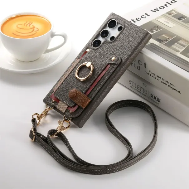 Crossbody Wallet With Card Holder Case For Samsung S25 S24 Plus S23 S22 Ultra S21 FE A56 A36 A26 A16 A06 A55 A35 A15 Ring Cover_voghion.com