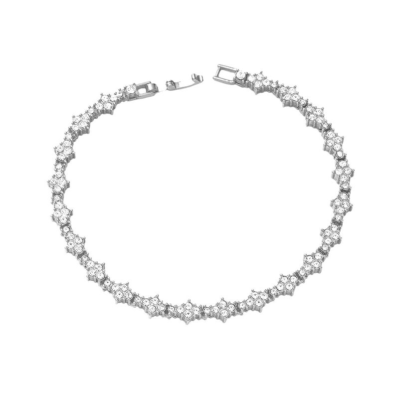 Hiphop persoonlijkheid ketting bloemvormige tennisarmband ketting trendy merk sieraden enkele rij ketting vol diamanten ketting_voghion.com