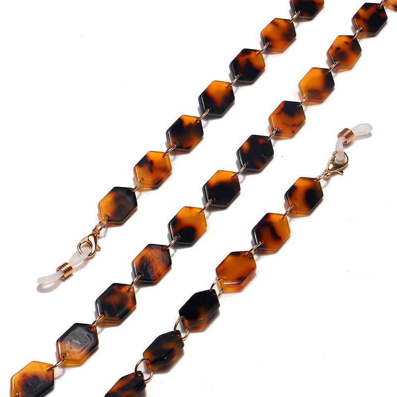 Mode Acetaat Acryl Bril Masker Hangend Luipaard Print Tweekleurige Ketting_voghion.com