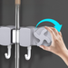 Suction Cup Mop Holder Multi-Functional 4 Clips 5 Hooks Wall-Mounted No-Drill Bathroom Cleaning Tool Storage Clip_voghion.com