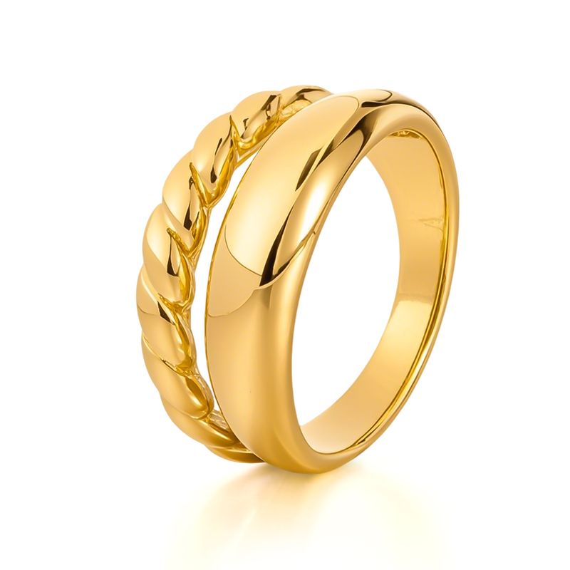 Women's Jewelry Geometric Double Layer Stainless Steel Ring - Elegant And Unique Design For Everyday Wear, Sizes 6-8 Double Layer Titanium Steel Ring_voghion.com