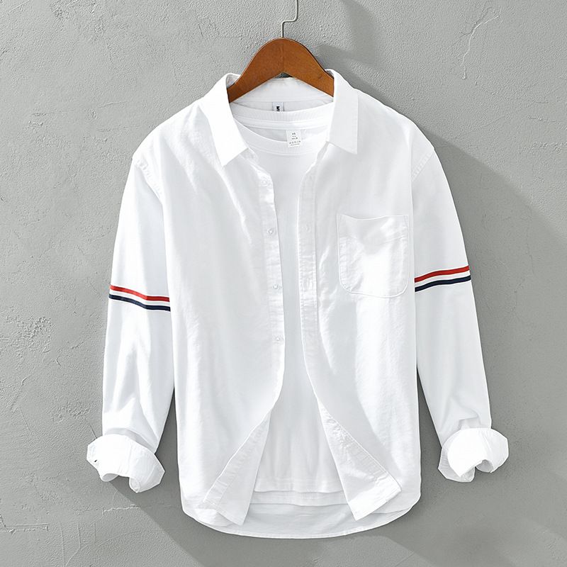 M8820 trend color matching cotton shirt Korean version of slim square collar white shirt autumn bottoming shirt one generation._voghion.com
