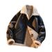 Men's Faux Leather Jacket With Fleece Lining, Winter Warm Bomber Coat, Casual Vintage Style, Zipper Closure, Loose Fit, Black_voghion.com