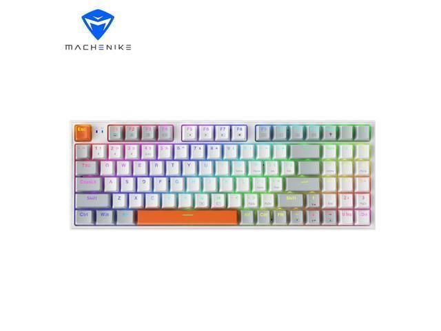 MACHENIKE K500 Wireless Mechanical Keyboard; Tri-mode PBT Key Cap; 20 RGB Lamp Effects; 94 Keycap 2500mAh Battery Red Switch RGB - White_voghion.com
