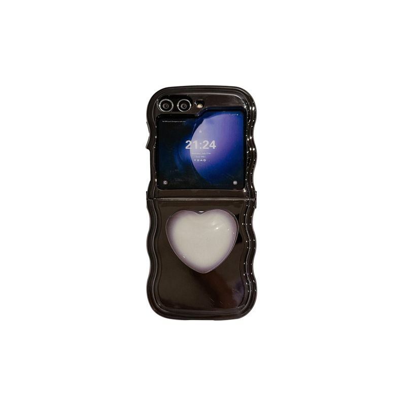 Solid color electroplating for galaxy zflip3/4 mobile phone case Samsung 5 generation folding protective case love bracket_voghion.com