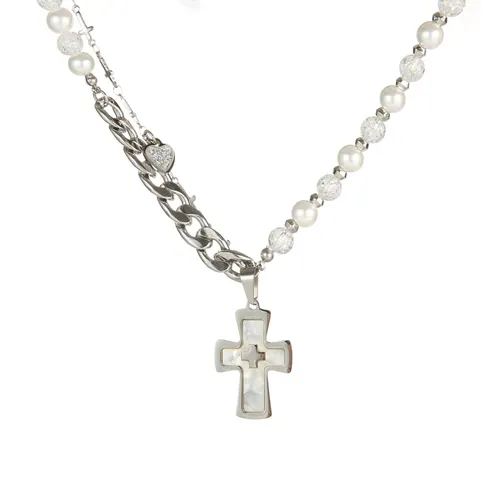 Design National Trend Anhänger Hip Hop Titan Stahl Multi Layer Perle Anhänger Halskette Kreuz Halskette Herren_voghion.com