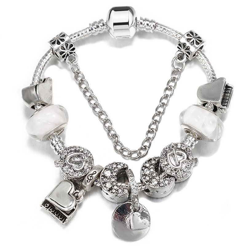 Charm Bracelets Couple Style Beaded Bracelet Piano Pendant Crystal Large Hole Bead DIY Bracelet_voghion.com