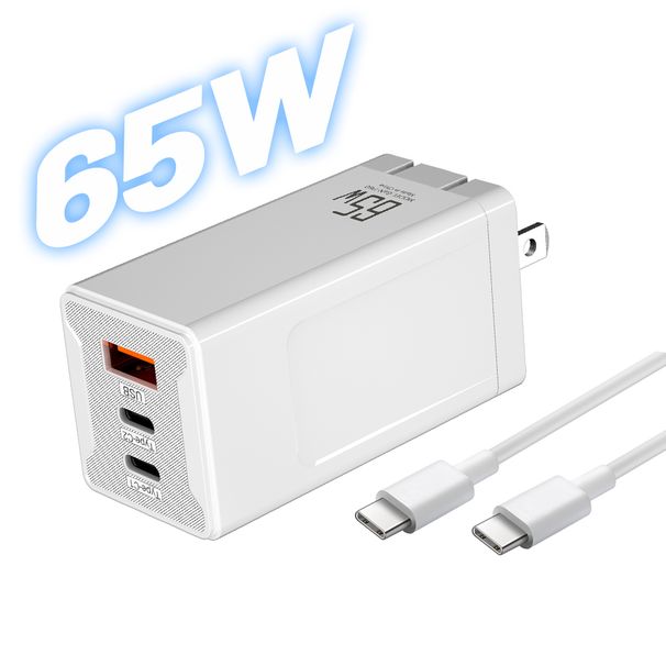 Transpeed 65W GaN Schnellladegerät USB-C Schnellladegerät QC3.0PD3.0 5V 2A/4.5A Port Typ-C Schnellladegerät Laptop iPhone12 Pro Max_voghion.com
