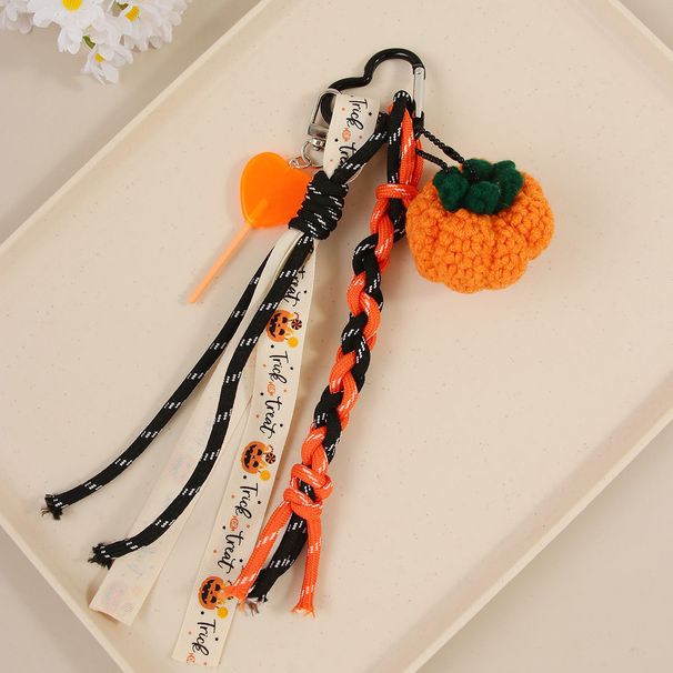 Portachiavi fai da te a forma di zucca per Halloween - Grazioso cordino a forma di caramella in stile Miu per borse, zaini e chiavi. Portachiavi con ciondolo per borsa in corda intrecciata a forma di lecca-lecca._voghion.com
