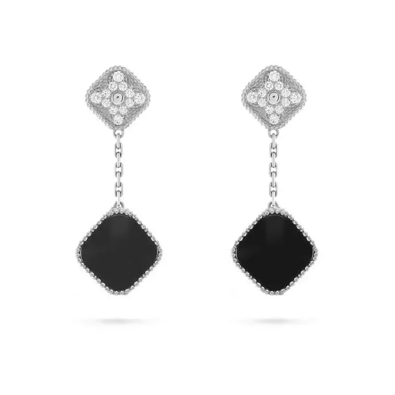 Orecchini a clip Clover Designer Studs in madreperla, misura media, 1,5 cm, orecchini da donna in argento sterling_voghion.com