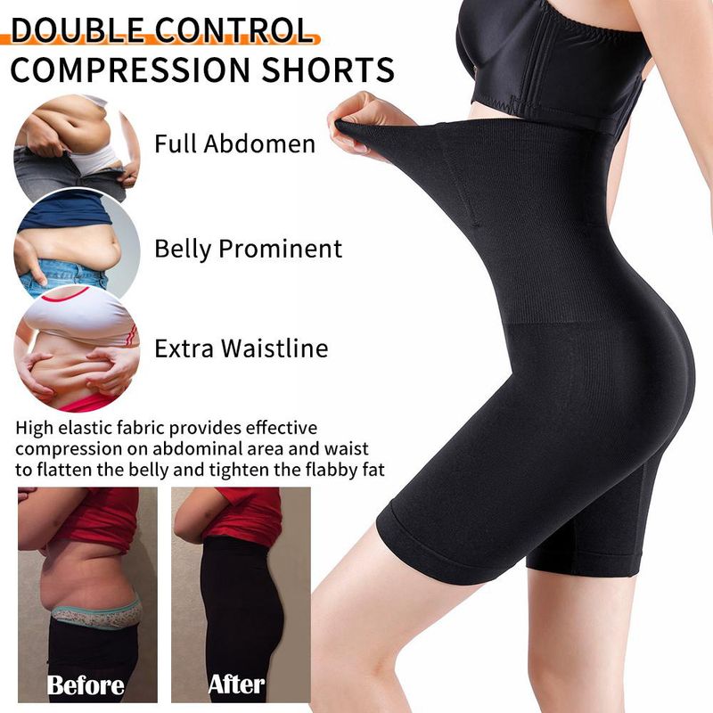 High Waist Seamless Shapewear Shorts With Boning – Tummy Control & Butt Lift – Plus Size Friendly – Black & Nude​_voghion.com