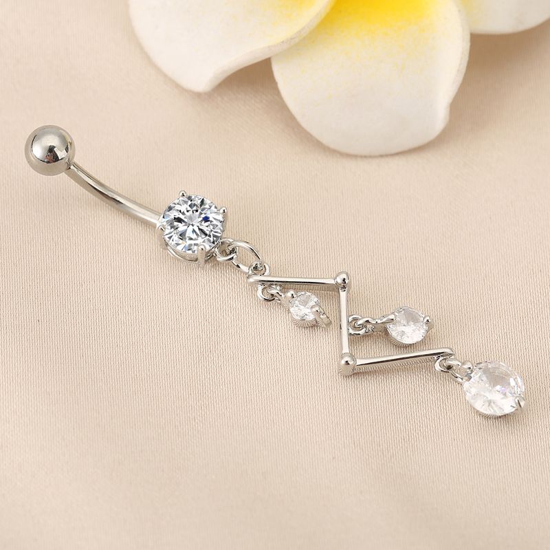 Bauchnabelpiercing mit Diamantquaste - Körperpiercingschmuck_voghion.com