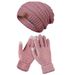Heißer verkauf winter mode gestrickte wolle hut für frauen warme hut handschuhe zwei stück set verdickt plus samt kalten hut_voghion.com