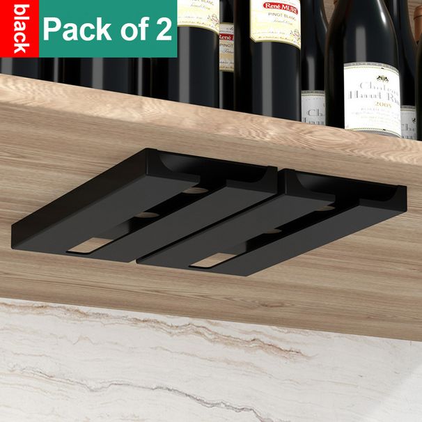 EU Design Wine Glass Rack - Holds 12 Stemware No Drilling | Space-Saving Under Cabinet Holder | ABS Rust-Proof (2 Pack)_voghion.com
