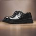 ShoeVault Herren-Derbyschuhe mit dicker Sohle und erhöhter Absatzhöhe, schwarz, runde Zehenpartie, Cleanfit, britischer Stil, lässiges Leder._voghion.com