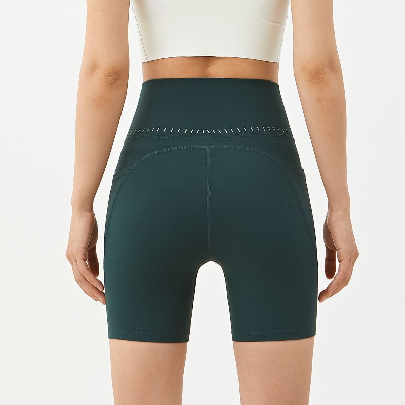 Calças femininas de cintura alta, levantamento do quadril, elásticas finas de quatro pontas, justas para verão, ciclismo, secagem rápida, calças femininas de ioga e fitness para uso externo_voghion.com