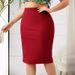 Gonna a tubino tinta unita con spacco alto taglie forti - Gonna aderente in maglia elasticizzata per donna, abbigliamento casual e da ufficio, disponibile in bordeaux e verde scuro._voghion.com
