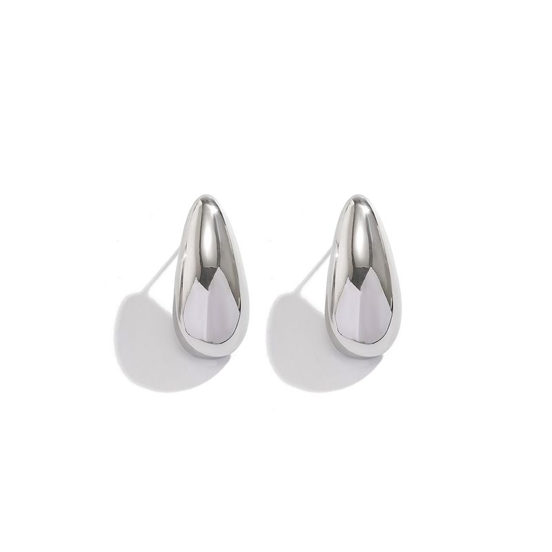 Gold-Plated Copper Minimalist Niche Versatile Design Water Drop S Silver Needle Winter Essential Stud Earrings_voghion.com