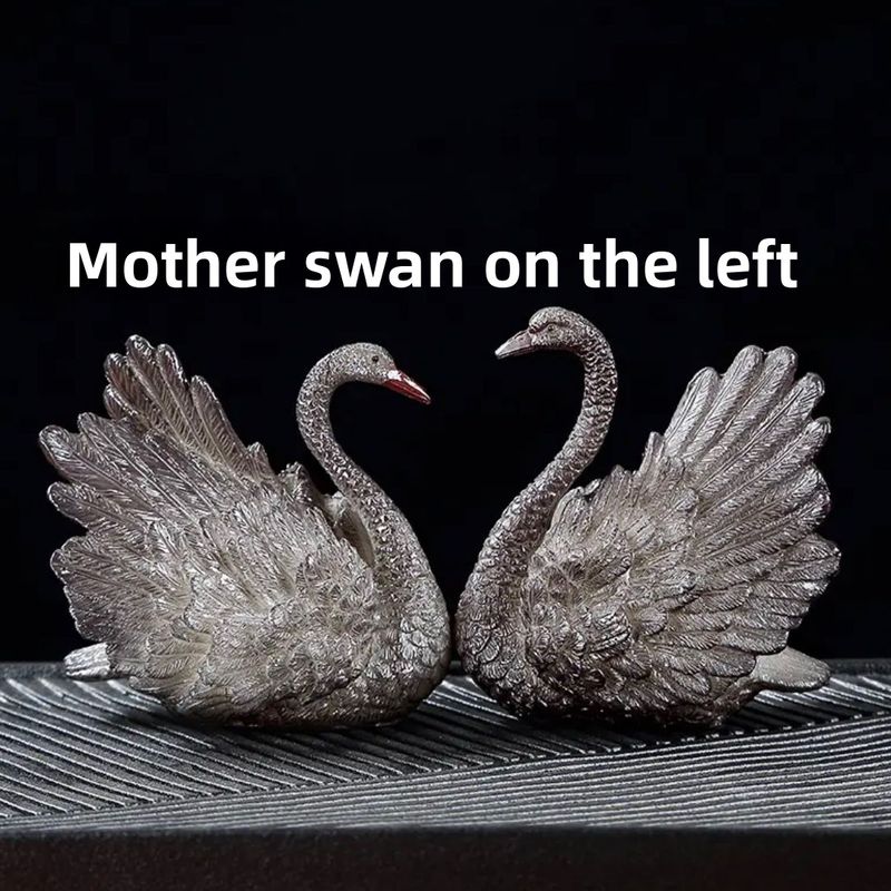 New Color-Changing White Swan Exquisite Pets Pair For Keeping Creative Set Table Tea Ceremony Decorations_voghion.com