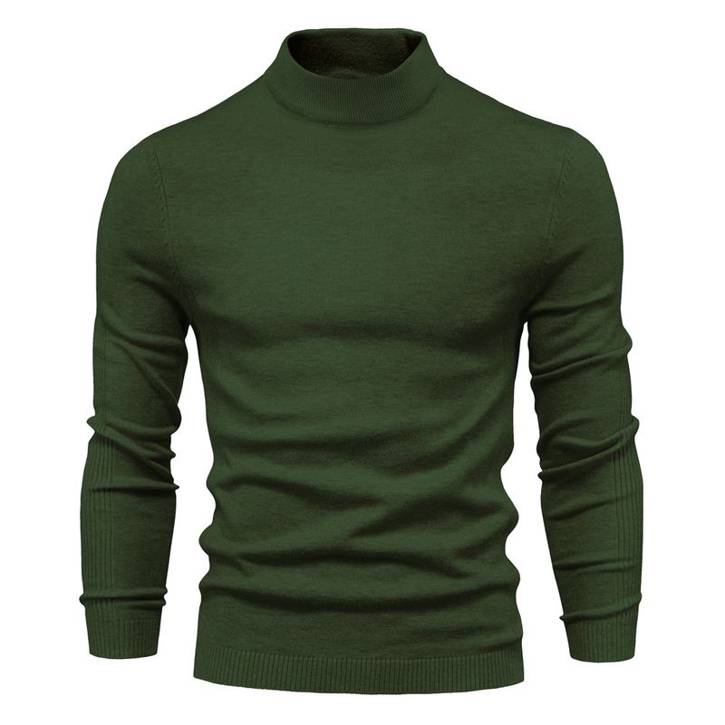 Pull épais et chaud pour hommes, col mi-long, coupe cintrée, tricot multicolore, automne et hiver_voghion.com