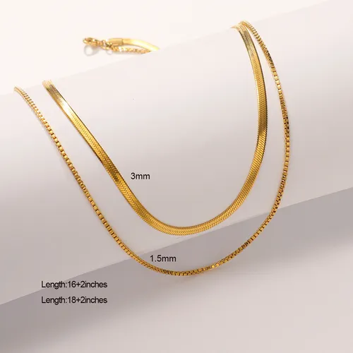 Simple personality gold plated stainless steel necklace ins style multi layer necklace niche clavicle necklace_voghion.com