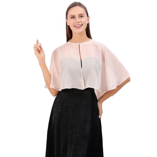 Acessórios de vestuário Good Goods Cor sólida Chiffon Xale Colete Noiva Equipe Dama de honra Vestido de casamento Jantar Xale Feminino_voghion.com