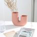 Nordic U-Shaped Ceramic Vase - Minimalist Striped Decorative Vase For Small Flowers, Modern Home Decor For Living Room, Shelf Or Office Desk_voghion.com