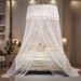 Round Canopy Mosquito Net For Single/Double Bed - Premium Dense Weave Hanging Princess Bed Canopy With 360° Protection_voghion.com