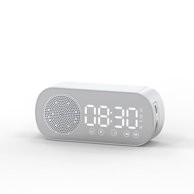 Smart AI Bluetooth Speaker With Mirror Display (Alarm Clock, FM Radio, TF Card Playback - Voice Control & Touch Screen, Modern Home Office Gadget)​​_voghion.com