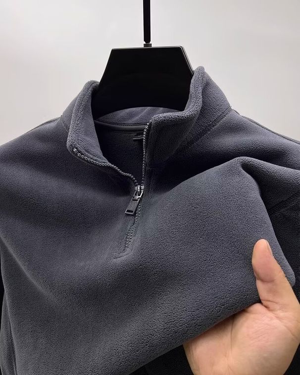 Felpa con mezza cerniera da uomo Felpa in pile con mezza cerniera da uomo Maglione invernale caldo e spesso con collo alto Top termico morbido al tatto_voghion.com