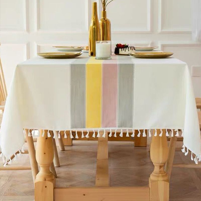 Minimalist Tablecloth – Striped Polyester Linen Blend – Non-Slip & Heat-Resistant – Rectangle Dining & Coffee Table Cover – Picnic Mat_voghion.com
