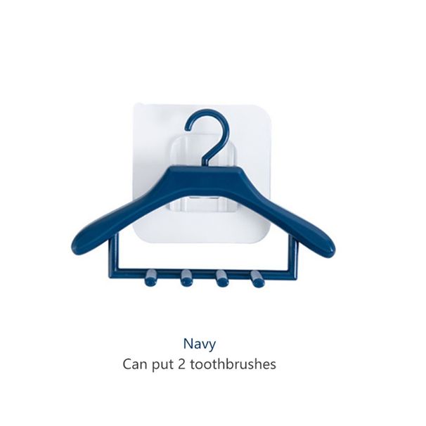 Soporte de pared para cepillos de dientes (3 unidades), sin necesidad de taladrar, color azul y blanco._voghion.com