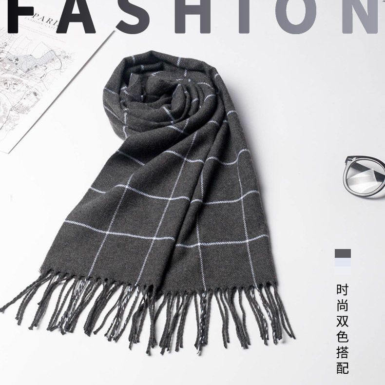 Halsdukar för män, höst- och vinterälskare, rutiga halsdukar för män, moderiktiga män, varma kashmirhalsdukar för unga människor_voghion.com