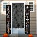 Gothic Lace Door Curtain Set – Halloween Spiderweb, Witch, Bat & Skeleton Designs, Haunted House Decor (100x210cm, Black, 4-Piece Pack)_voghion.com