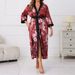 Men's Sleep Nightgown Pink Floral Print Satin Nightgown Casual Comfortable Loose Elegant Long Sleeve_voghion.com