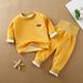 Baby warm underwear set autumn and winter children's baby plus fleece thickened high waist belly care baby long Johns_voghion.com
