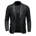 Vestes en cuir synthétique pour homme, col rabattu, coupe cintrée, noir, daim, moto, décontracté, neuf, 2025_voghion.com