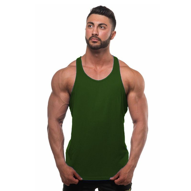 Neu Männer Einfarbig Fitness Sport Baumwolle Hosenträger Weste_voghion.com