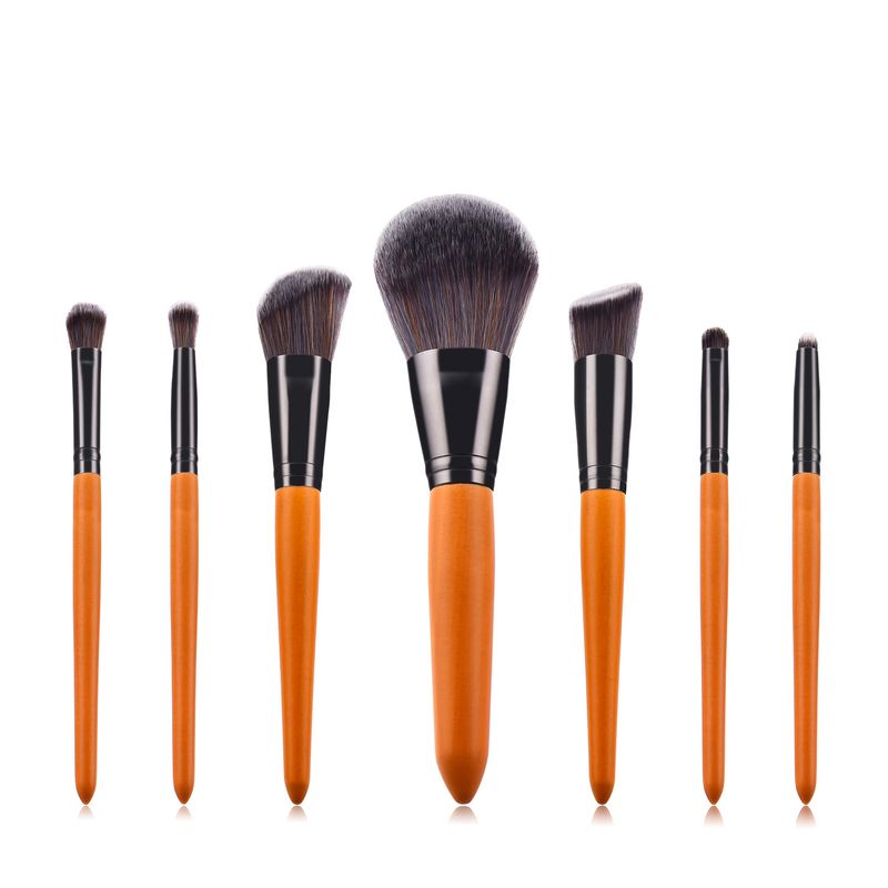 7 Stück Make-up-Pinsel aus Massivholz, Make-up-Werkzeuge, Augenset, Lidschattenpinsel, 7 Holzbüschel mit bunten Haaren GUJHUI_voghion.com