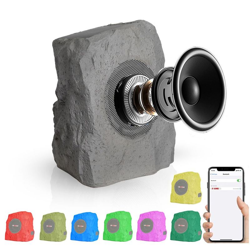 5 CORE Outdoor Speakers Bluetooth Waterproof Pair Linkable TWS Patio Pool Garden Wireless 10W RMS Subwoofer Solar Rock Speaker W RGB Light All Weath_voghion.com
