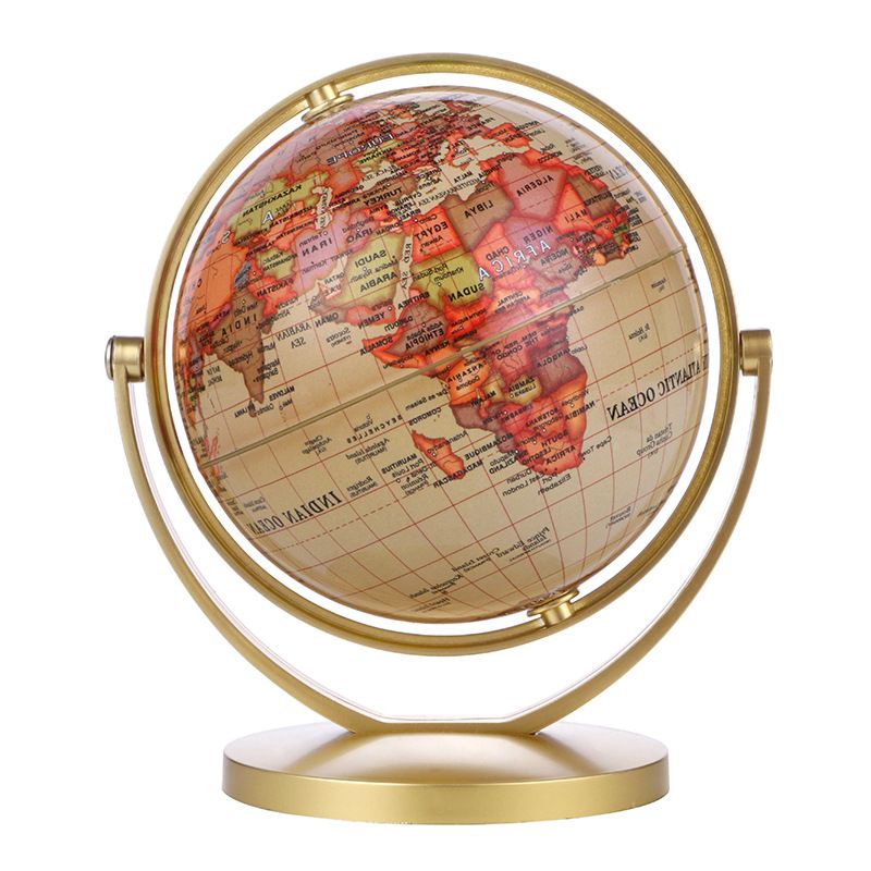 Source Factory 14,16 cm Version anglaise Support doré Globe rétro Globe rotatif universel à 720 degrés_voghion.com