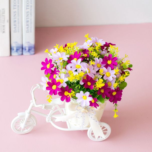 Artificial flowers, artificial flowers, decorative silk flowers, artificial potted plants, ornaments, bicycle potted plants, bow colors are random_voghion.com
