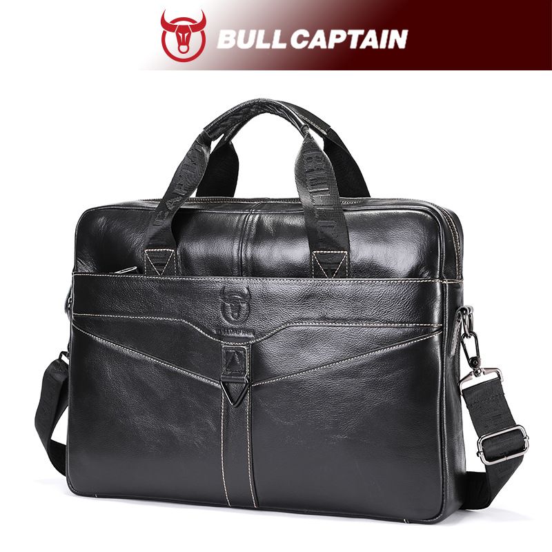 Captain Niu business men's bag trendy shoulder messenger bag first layer cowhide men's multifunctional large capacity briefcase_voghion.com