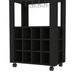 39' H Black Bar- Coffee Cart, Kitchen Or Living Room Cabinet Storage, With 12 Bottle Racks, A Central Shelf With 1 Cup Holders, 1 Drawer Ideal For S_voghion.com